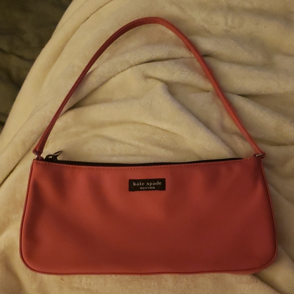Kate Spade pink logo canvas shoulder purse/baguett